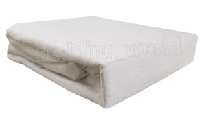 WHITE FLANNELETTE FITTED SHEET EXTRA DEEP 18" BOX 100% BRUSHED COTTON WARM SOFT - Picture 1 of 2