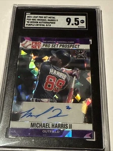 2021 Leaf Pro Set Metal PSO-MH1 Michael Harris II Autographed Purple Crystal /15 - Picture 1 of 6
