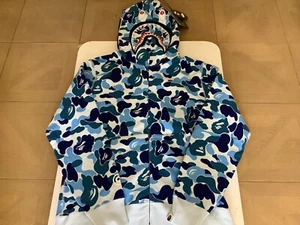 Authentic ape bape abc camo crystal stone shark full zip hoodie blue L new - Picture 1 of 13