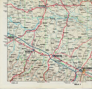Bologna Parma Ravenna Mantova 1965 carta orig. autostrade Modena Rovigo Padova - Picture 1 of 4