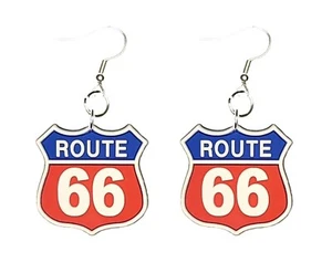 Route 66 Rt. 66 Earrings Handmade Hypoallergenic Lead and Nickel Free - Picture 1 of 4