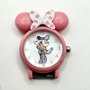 Vintage Disney Minnie Mouse rosa Schleifenuhr ohne Band - funktioniert! Süßes Ohren Design - Bild 1 von 8