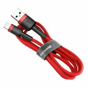 Baseus Cafule Braided Charging Data Cable for iPhone Red - 1M - Picture 1 of 4