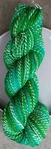 Handspun Yarn, Wool, Mohair Sport (5ply), 100g, Approximately 185m Green Fractal - Picture 1 of 6
