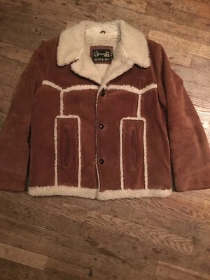 Chaqueta Sherpa De Colección Años 60 70 Cuero Gamuza Áspera Para Hombres 40 Marlboro Hombre Abrigo Vellón Foto 1 de 4