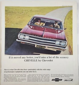 Chevrolet Chevelle 1965 coche rojo vintage anuncio 13 x 10 lote de paisajes - Imagen 1 de 1