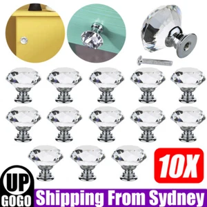 10pcs 30MM Crystal Diamond Glass Pull Handle Door Knobs Drawer Cupboard Cabinet - Picture 1 of 11