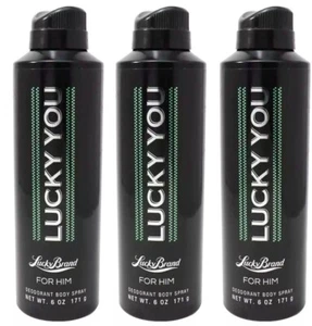 LUCKY YOU By Lucky Brand For Men Deodorant 6.0 oz/170 ml Spray-3 Pack - Picture 1 of 3
