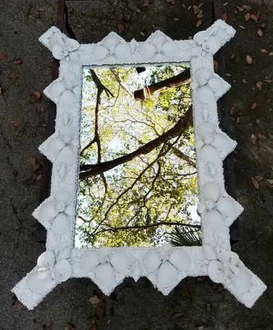 VINTAGE 70's ANTHONY REDMILE GROTTO STYLE SEASHELL ENCRUSTED WALL MIRROR Cover