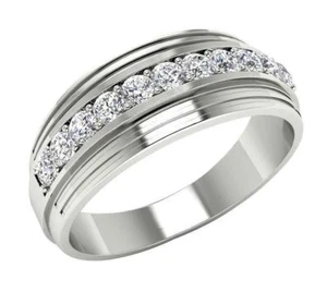 SI1 G 0.50 Ct Natural Diamond Men's Engagement Ring 14K Solid Gold Prong Setting - Picture 1 of 12