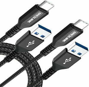 HandyKabel  USB C Kabel [2 Pack, 2m], BrexLink Nylon Schwarz fast charge  - Bild 1 von 8