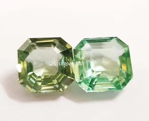 Piedra preciosa octágono zafiro verde claro natural certificado de 10 a 10 qu... - Imagen 1 de 6