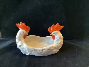 Royal Bayreuth White and Gray Chicken Rooster Open Sugar Dish 5 1/4” - Picture 1 of 10