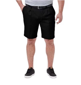 Haggar Mens Big & Tall 10.5" Inseam Shorts 50 Black Flat Front Cooling Pro NWT - Picture 1 of 9