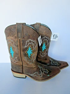 SMOKY MOUNTAIN BROWN STUDDED GIRL'S COWBOY BOOTS SIZE 2.5 - NWT - Picture 1 of 8