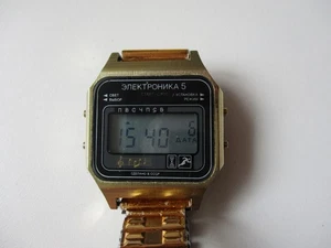 Electronics 5 Signal Melody LCD Digital Vintage Quartz Soviet Herrenuhr - Bild 1 von 9