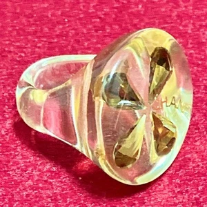 Chanel Coco Mark Clover Plastic Clear Ring 6.5 - Picture 1 of 8