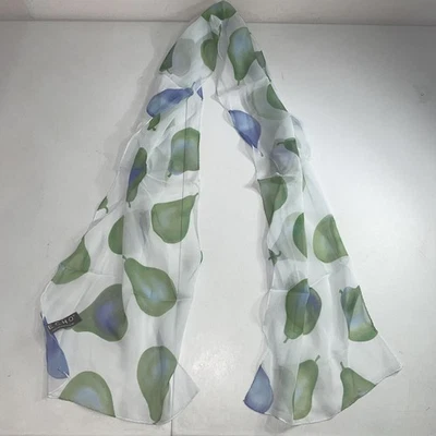 Bufanda transparente vintage de seda Echo blanca de gasa con patrón de pera Foto 1 de 3