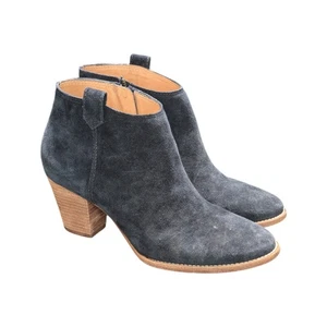 Madewell Billie Boot Black Suede Leather Upper Ankle Booties Womens 8.5 Heels - Picture 1 of 5