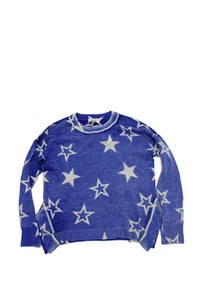 Autumn Cashmere Kids Girls Merino Wool Star Print Sweater Blue Size 16 - Picture 1 of 3