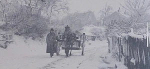 NEGATIVO DE CRISTAL c1910 CABALLO Y CARRO con MAN COUNTRY ROAD SNOW 4." x 5" - Imagen 1 de 3