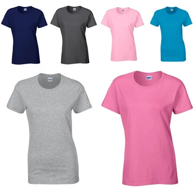 GILDAN Damen T-Shirt Heavy Cotton Ladies Basic Shirt Rundhals Kurzarm 5000 NEU