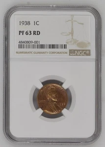 1938 Philadelphia Mint Lincoln Wheat Penny Proof NGC Certified PF63 RD - Picture 1 of 2