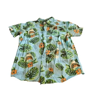Kiefer Hemd Herren 2xLarge blau weiß Knopfleiste Hawaii Hai Film - Bild 1 von 3