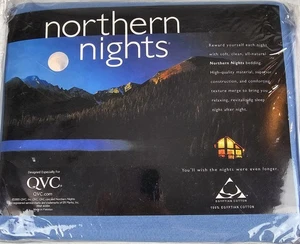 Northern Lights Queen Bettwäsche Set 100% Ägyptische Baumwolle Mittelblau Weich Natur - Bild 1 von 5