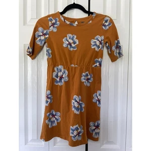 Old Navy Orange Blue Floral Dress Youth L 10-12 - Picture 1 of 3