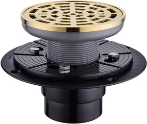 Round Shower Drain SUS304 Stainless Steel Brushed Gold Shower Drain 4 inch wi... - Picture 1 of 9