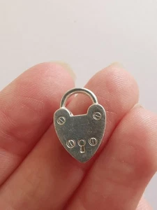 Sterling Silver H.G&S Heart Padlock Charm R9L - Picture 1 of 3