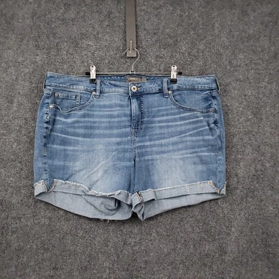 Pantalones Cortos Torrid Para Mujer 22 Plus Azul 5 Pulgadas Vintage Elastizados Tiro Medio Pantalones Cortos Denim Foto 1 de 4