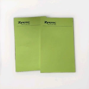 Vintage Zyrtec Notepads Neon Green Pharmaceutical Advertising Set Of 2 Pfizer - Picture 1 of 5