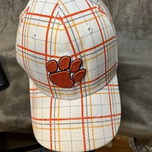 Clemson Tigers NCAA New Era Team 39 THIRTY Flex Hat - Plaid Orange - Picture 1 of 5