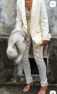 Talla Mediana Grande ❤️ Blanco Encaje Algodón Romántico Verano Mujer Pantalones Floral Cintura 30 Foto 1 de 4