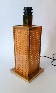 ♥ LAMPADA DA TAVOLO OTTONE E VIMINI MIDCENTURY VINTAGE DESIGN PAGLIA VIENNA dior - Bild 1 von 8