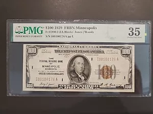 1929 $100 FRBN Minneapolis FR#1890-I PMG 35 - Picture 1 of 4