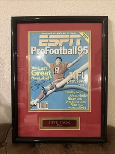 Steve Young Football HOF Signed ESPN PROFOOTBALL95 Magazine Framed And Nameplate - Picture 1 of 2