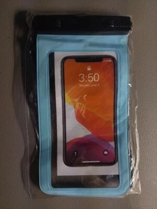 IPX8 Turquoise Waterproof Phone Holder pouch with LANYARD 3" 1/2 x 6" 1/8 - Photo 1 sur 2