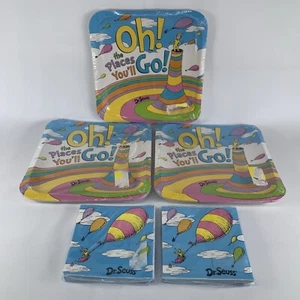 Dr Seuss Oh the Places You'll Go Paper Plates & Napkins Graduation Party NEW Lot - Picture 1 of 7