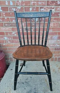 L. HITCHCOCK Dining Chair Windsor Fan Back Gold Stenciling Fall Harvest #5 - Picture 1 of 11
