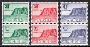 NORWAY — SCOTT B59-B61 — 1957 NORTH CAPE SET — MNH PAIRS — SCV $46 - Picture 1 of 2