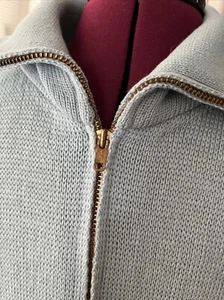 Masters Vintage Knit Sweater , Zip Up, Blueish Green Color - Picture 1 of 9