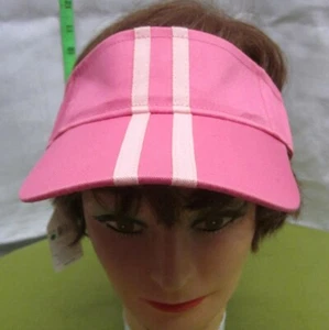 GREAT CREATIONS hot pink sun-visor NWT retro tennis racing-stripes 2-tone piggy - Picture 1 of 5