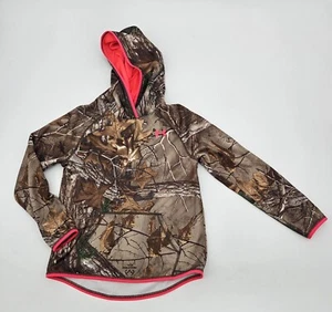 Under Armour Girls' Camo Hoodie Sweatshirt Youth Size Medium M Cold Gear Loose - Picture 1 of 14