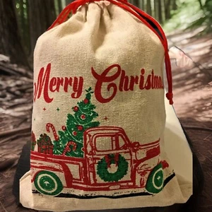 Handmade Personalized Merry Christmas Croker Sack Gift Sack 10x8 White - Picture 1 of 6