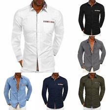 Men Long Sleeve Pocket Soild Buttons Casual Loose V Neck T-Shirt Tee Blouse Tops