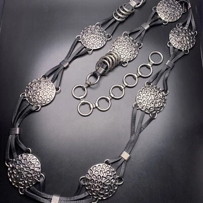 Cinturón Medallón Patrón Leopardo Grueso Audaz Boho 40 41 42 43 44 45 46 Ajustable Foto 1 de 4