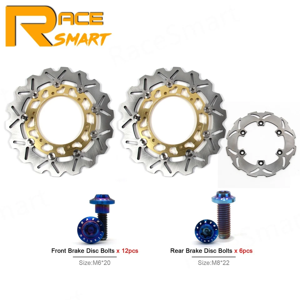 For Yamaha YZF R6 1999-2002 Front Rear Brake Disc Rotors + Mounting Bolts Screws - Image 1 of 4